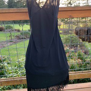 Just Choon Ladies size 7 Black Spaghetti Strap V-neck Fringe Dress